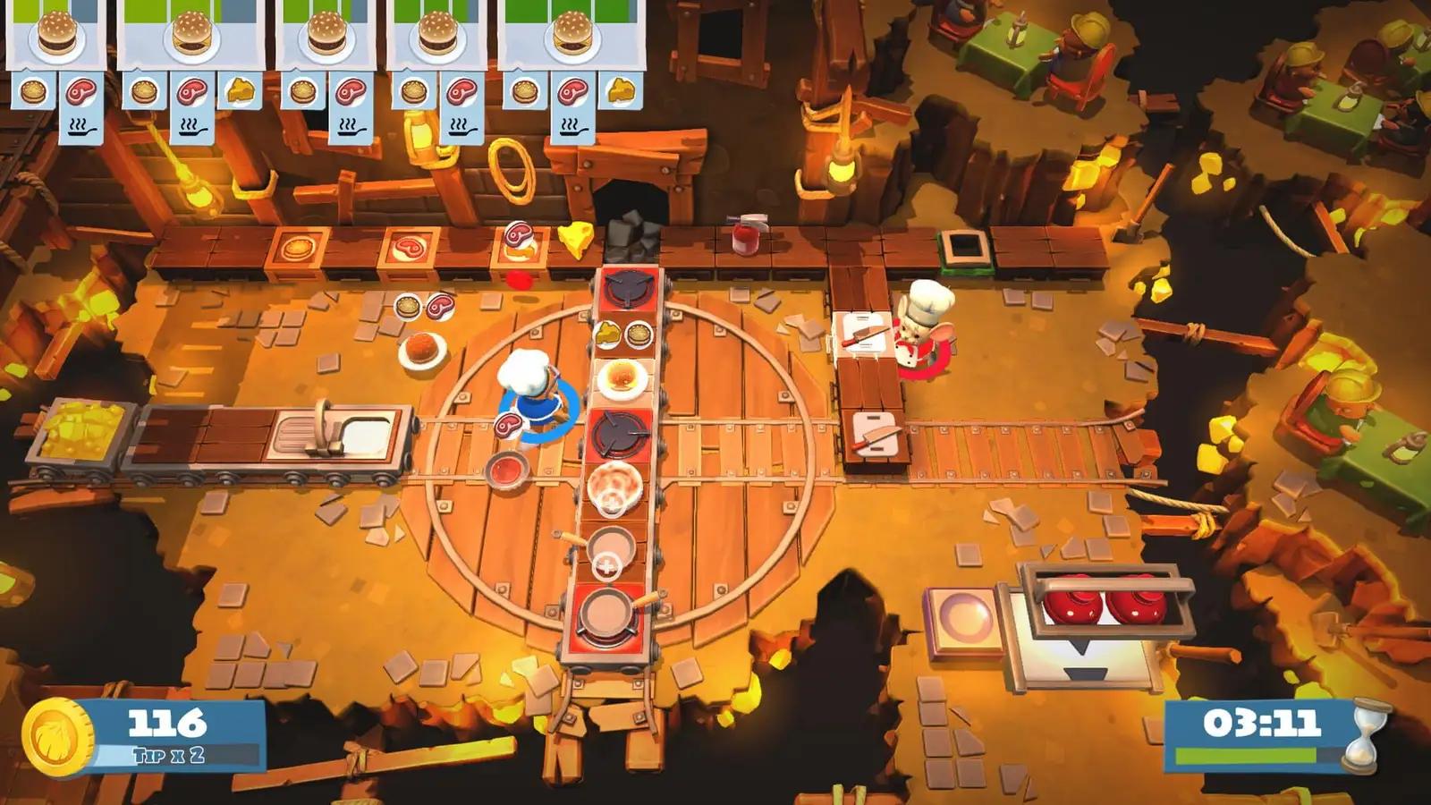 Gameplay screenshot of Overcooked 2!