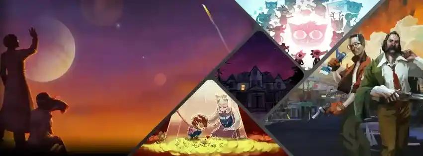 Collage of some of the best story driven games for low-end pc's like To the moon, Undertale, Disco Elysium, Night in the Woods and Gone Home